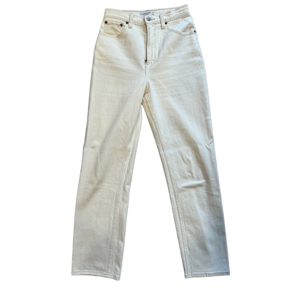 Abercrombie Ankle Straight Ultra High Rise Jeans size 27L cream color